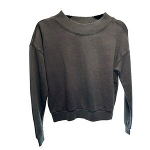 aerie Heather Charcoal Ribbed Crewneck Sweatshirt Size XS